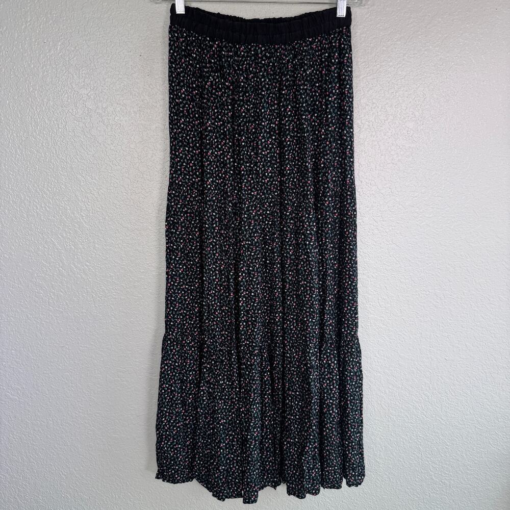 Vintage Lucia Lukken Broomskirt Skirt Womens Floral Tiered Boho Cottagecore 90s